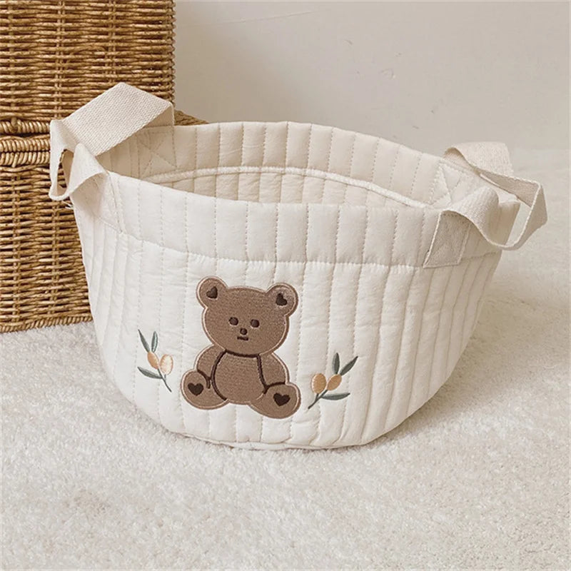 Embroidered Cotton Storage Basket