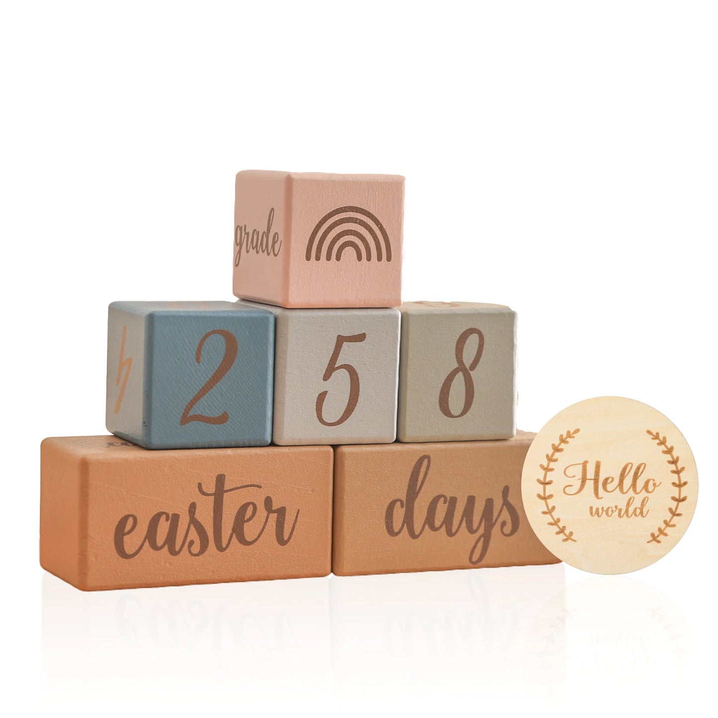 Engraved Wooden Baby Milestone Block Set