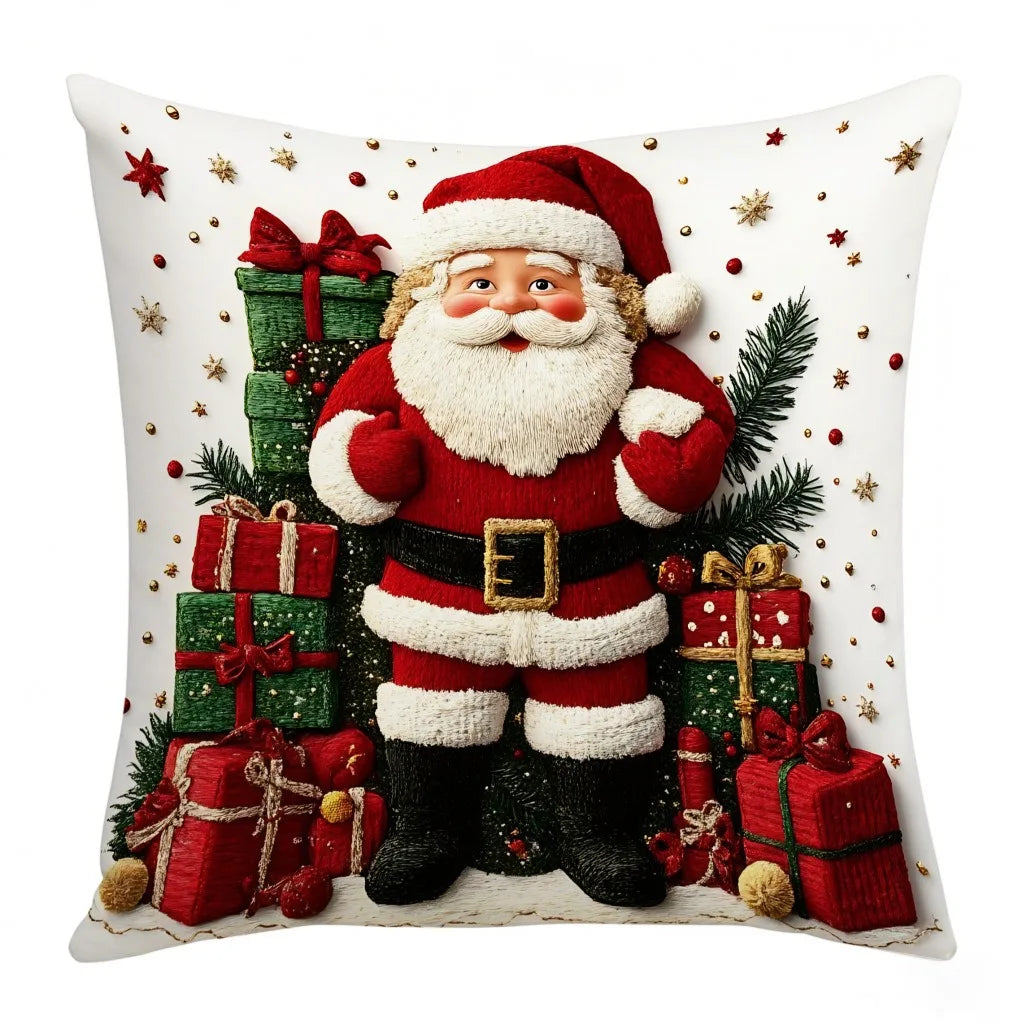 Festive Linen Plush Christmas Pillowcase