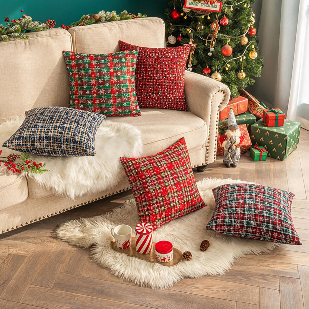 Christmas Tartan Pillow Cover - 45 x 45cm