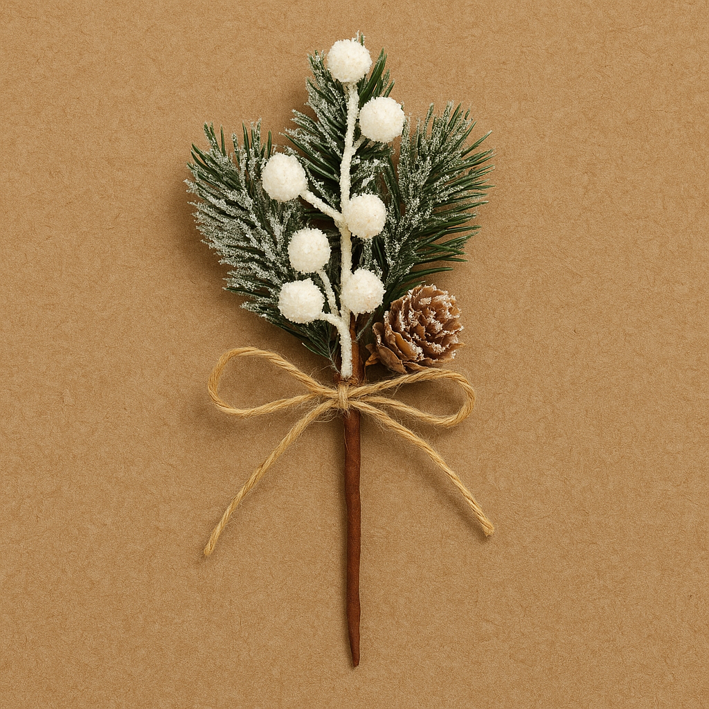Winter Berry & Pine Mini Stems – 10pcs Set