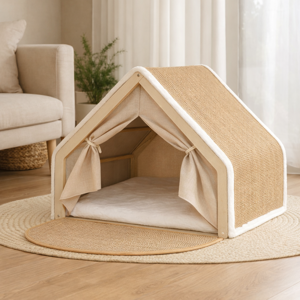 Natural Wood Cat Hideaway Nest