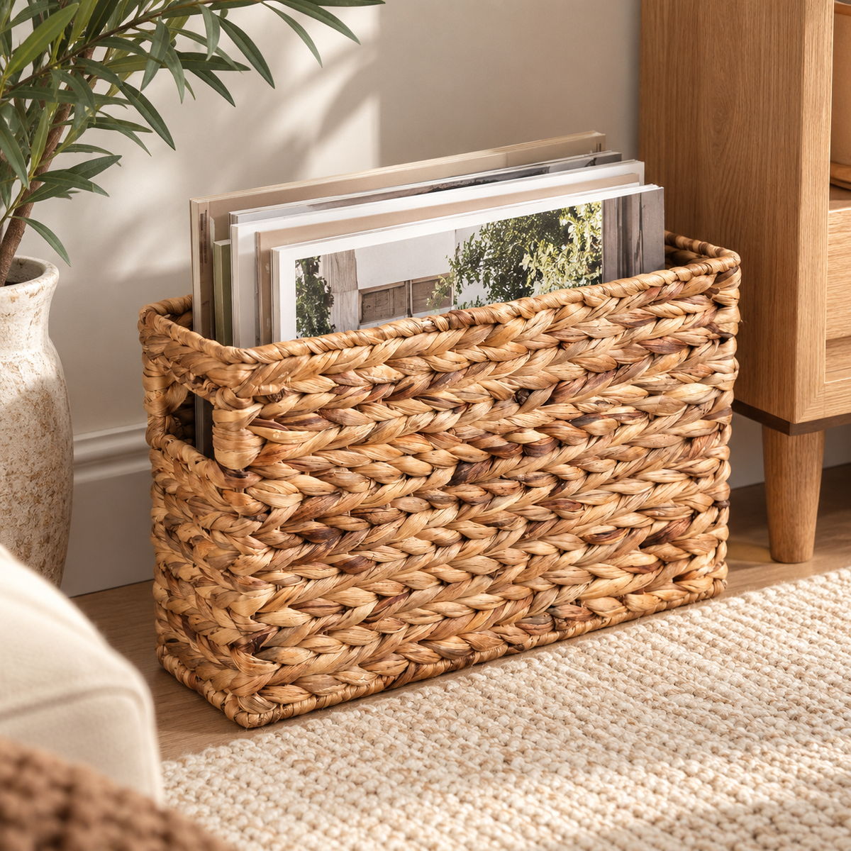 Hand-Woven Water Hyacinth Basket