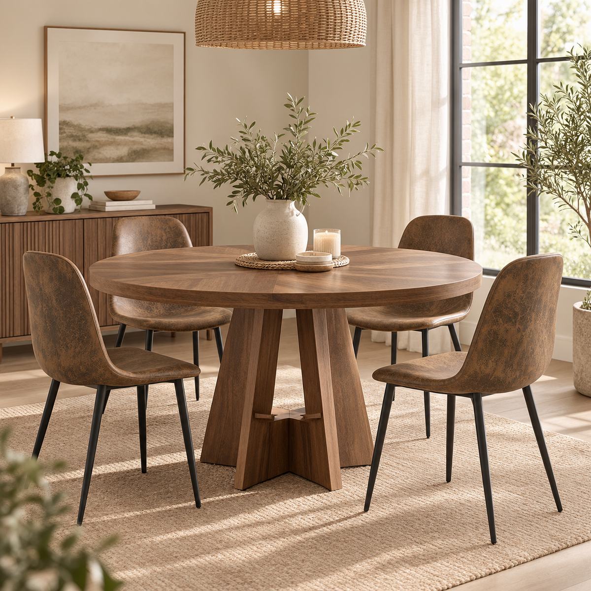 Walnut Round Dining Table