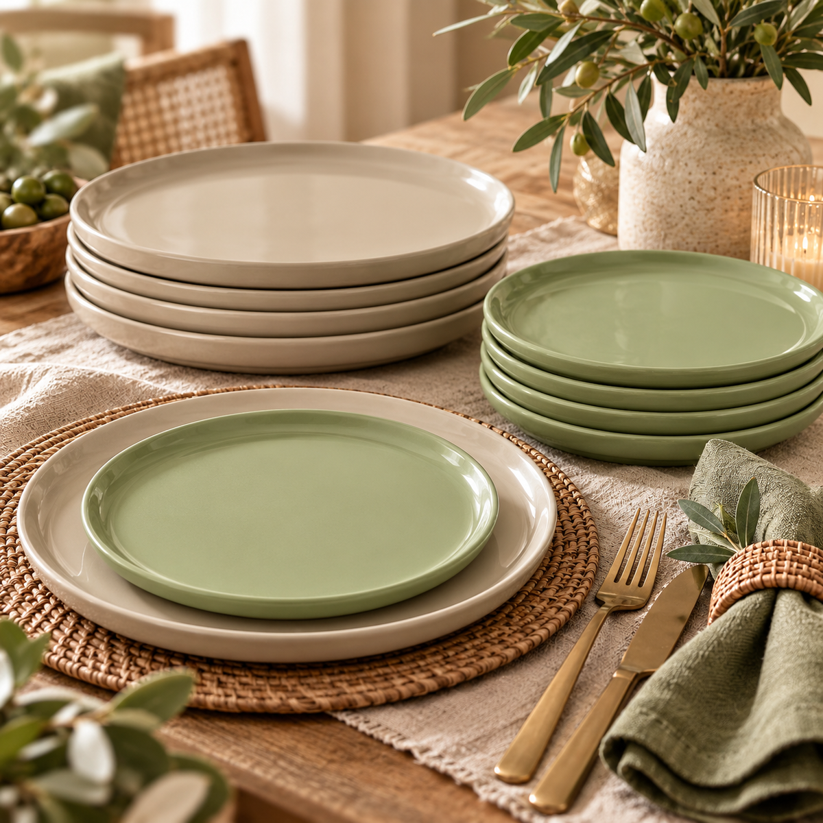 Olive Green Salad Plates