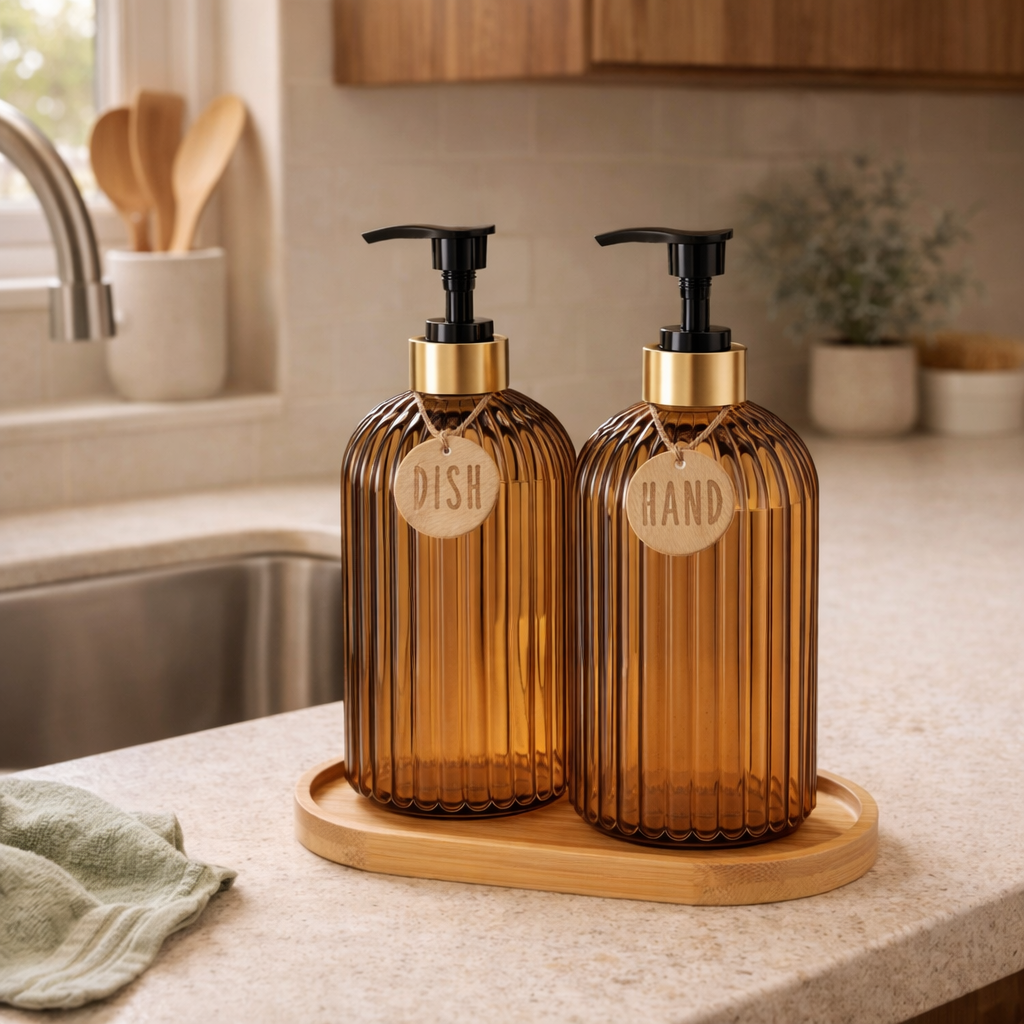 Amber Refillable Dispenser Set ± Tray