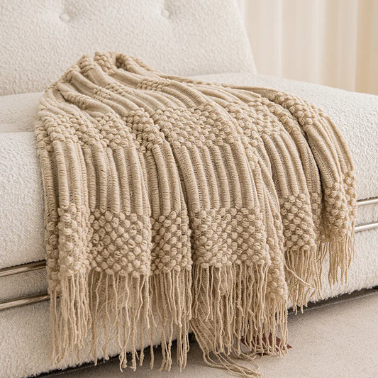 Textured Knitted Throw Blanket