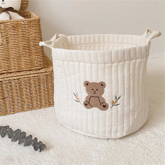 Embroidered Cotton Storage Basket