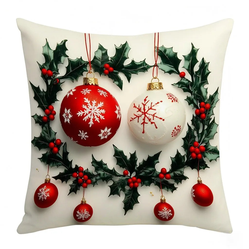Festive Linen Plush Christmas Pillowcase