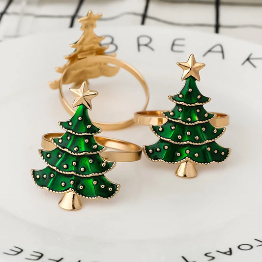 Evergreen Christmas Napkin Rings – 6 pcs