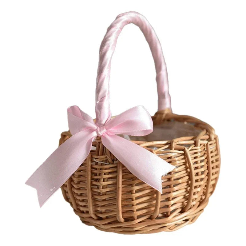 Handwoven Rattan Bow Basket - Kids Edition