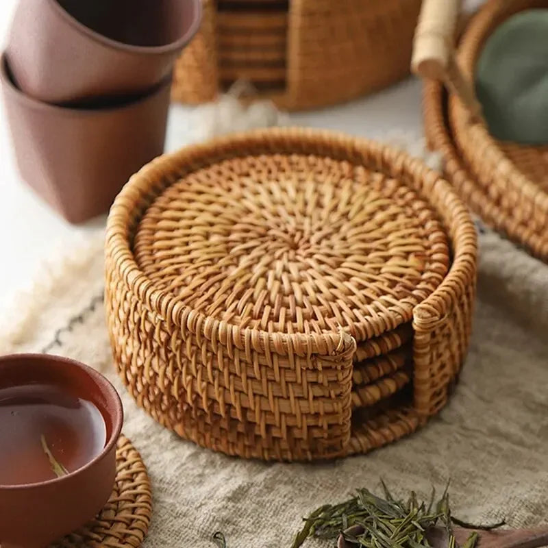 Handwoven Rattan Coasters