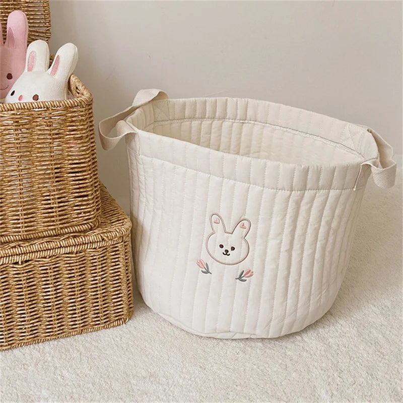 Embroidered Cotton Storage Basket