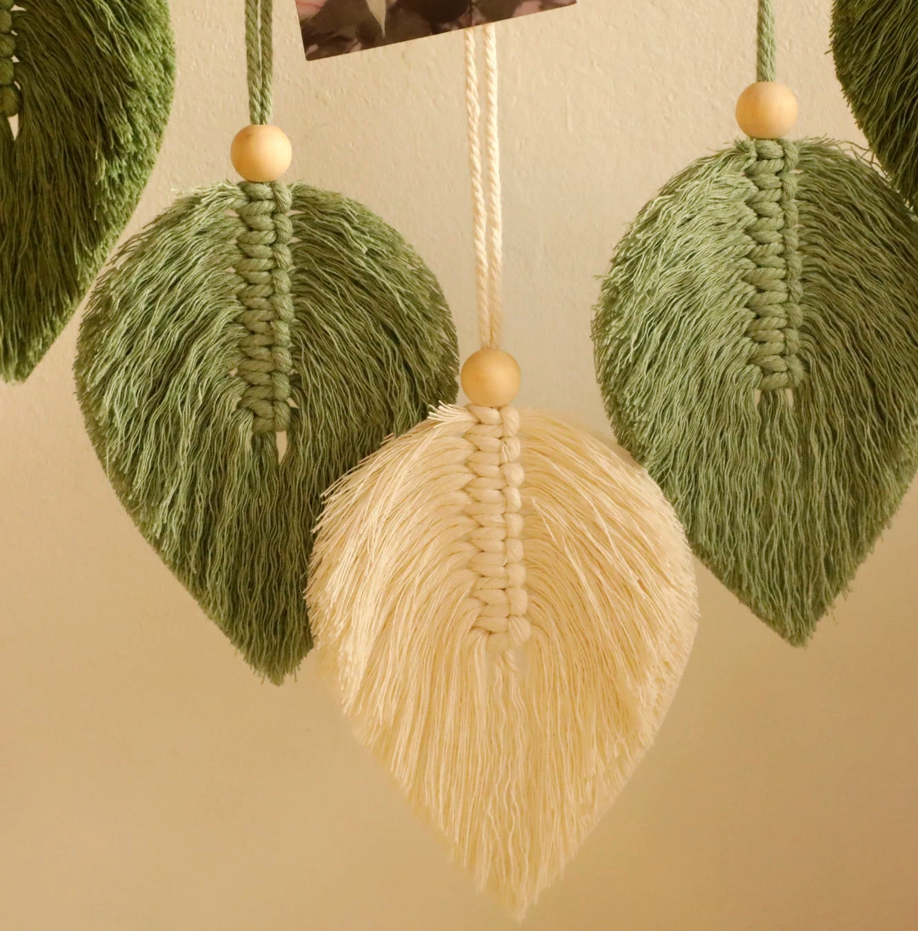 Boho Leaf Macramé Hanging Shelf
