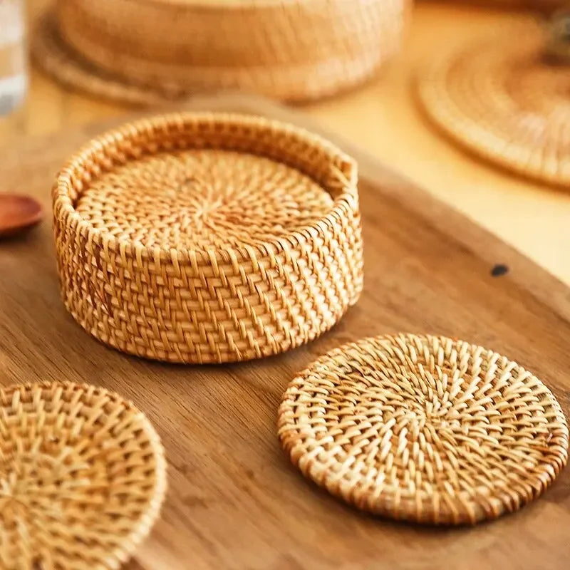 Handwoven Rattan Coasters