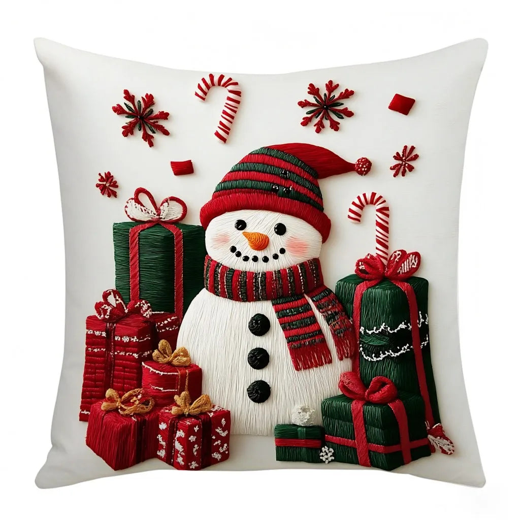Festive Linen Plush Christmas Pillowcase