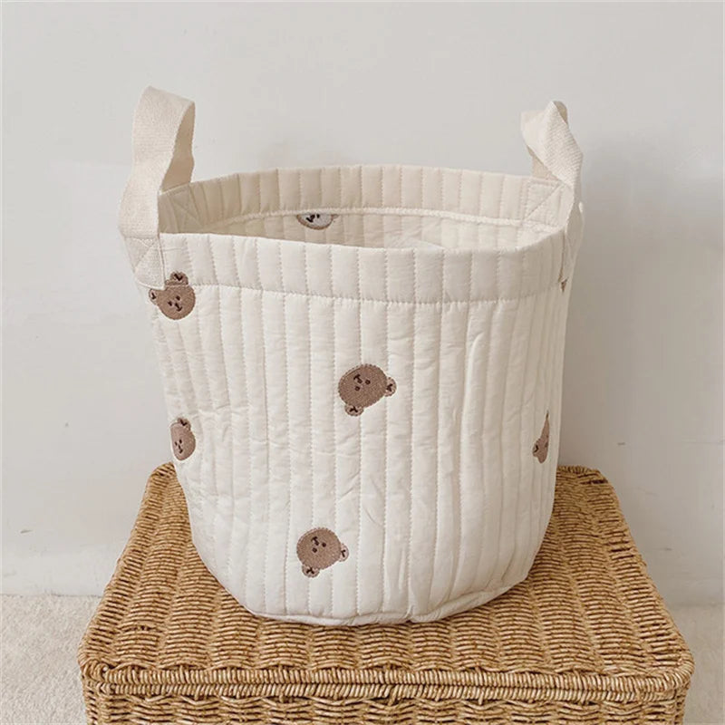 Embroidered Cotton Storage Basket