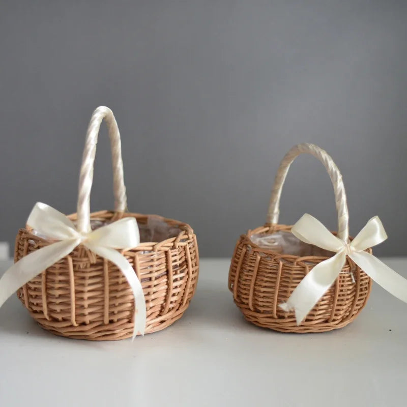 Handwoven Rattan Bow Basket - Kids Edition
