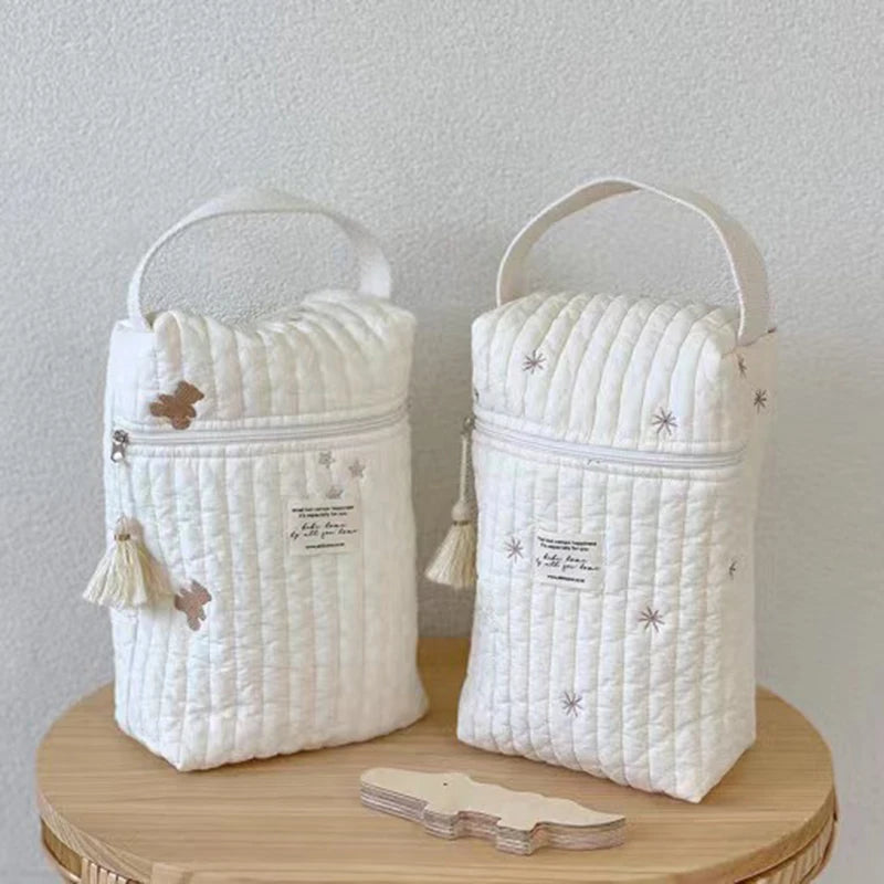 Embroidered Quilted Nappy Bag