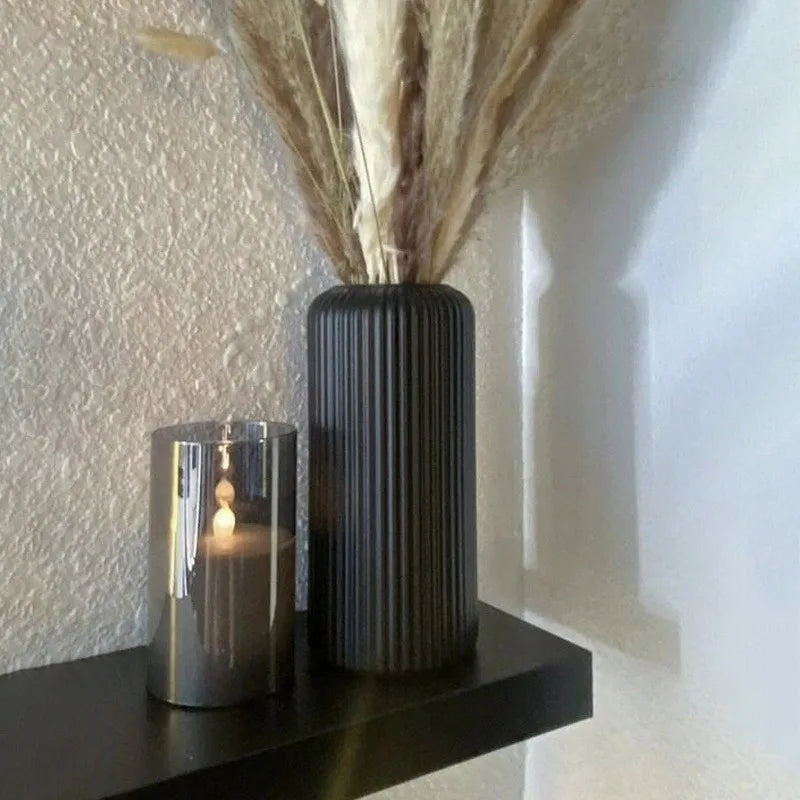 Ribbed Ceramic Vase