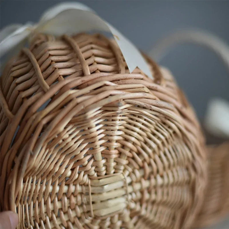 Handwoven Rattan Bow Basket - Kids Edition
