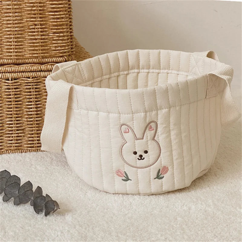 Embroidered Cotton Storage Basket