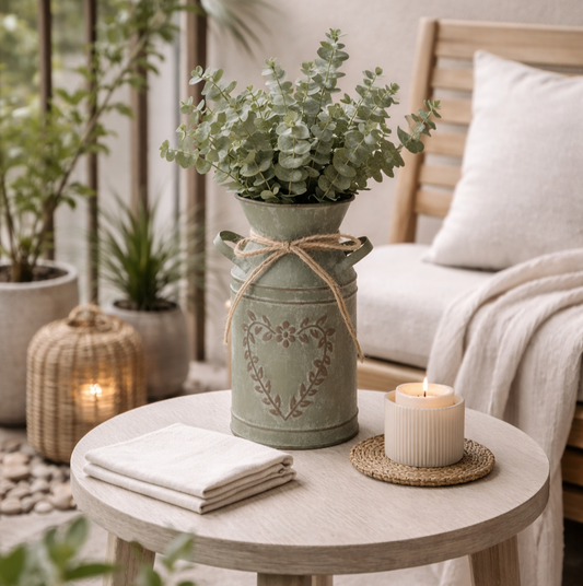 Vintage Metal Flower Pitcher Vase