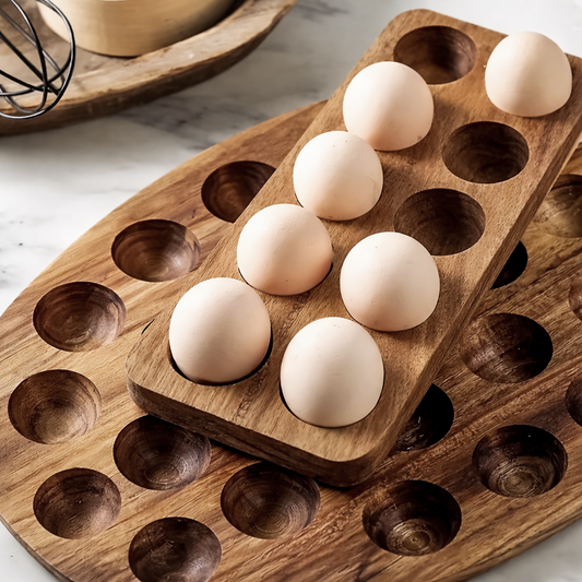 Solid Wood Egg Storage Tray – Natural Kitchen Organiser