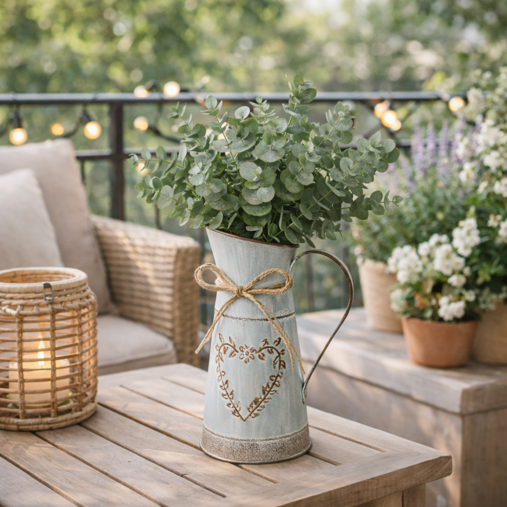 Vintage Metal Flower Pitcher Vase