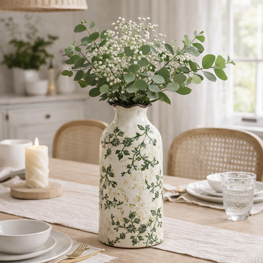 Botanical Crackle Ceramic Vase