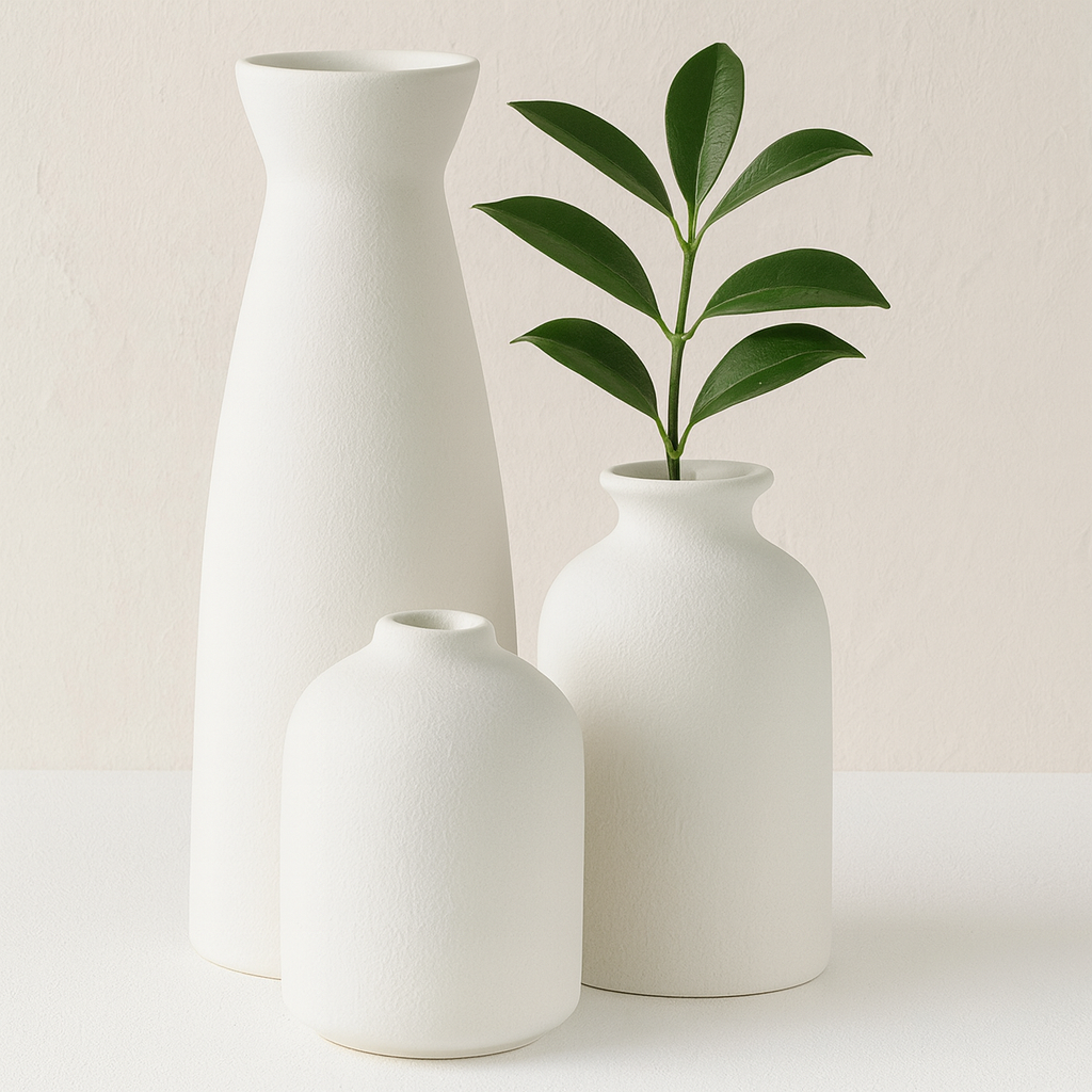 Matte Ceramic Vase Trio