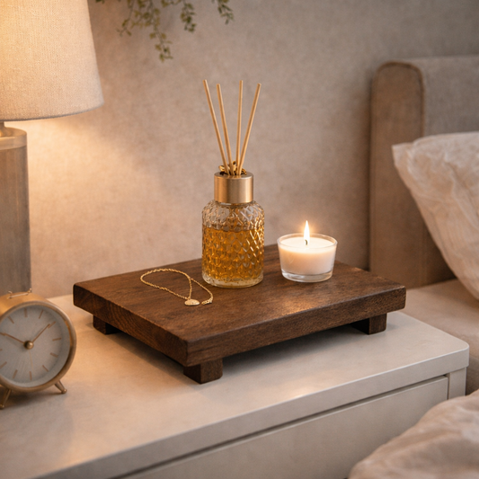 Natural Wood Pedestal Tray