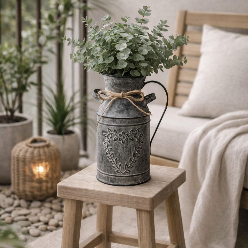 Vintage Metal Flower Pitcher Vase