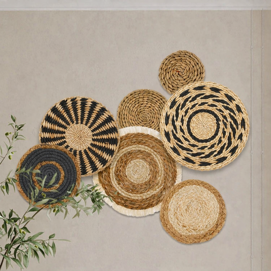 Boho Woven Wall Basket Set – 7 Piece