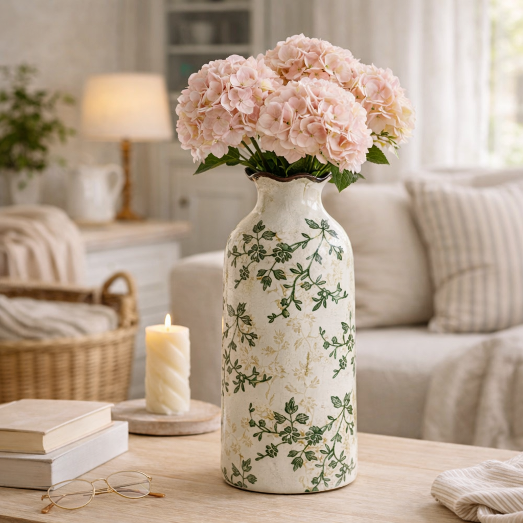 Botanical Crackle Ceramic Vase