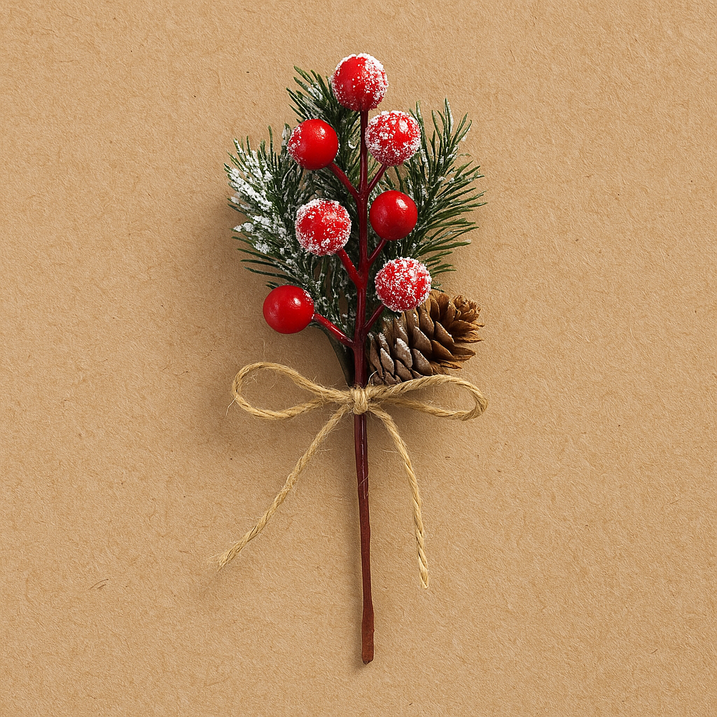 Winter Berry & Pine Mini Stems – 10pcs Set