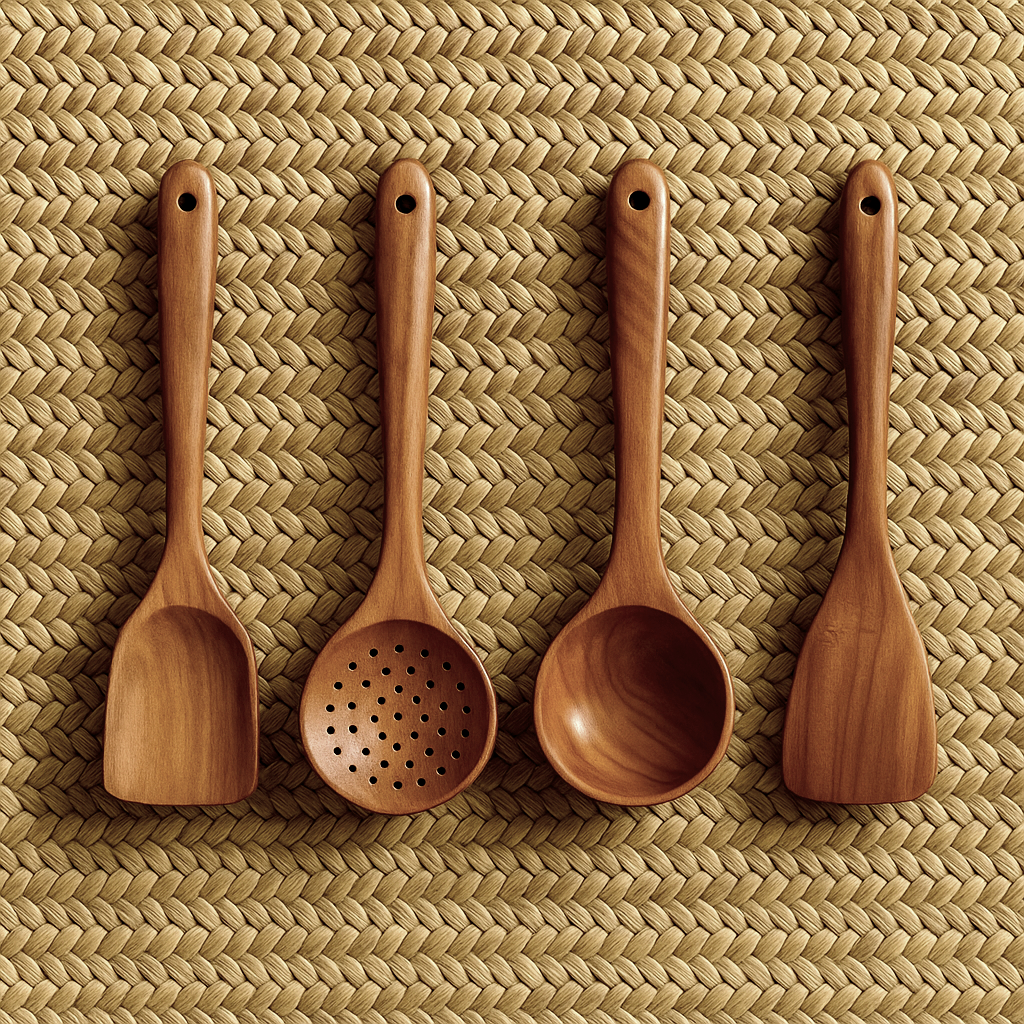 Natural Acacia Wood Cooking Utensil Set of 4pc & 7pc