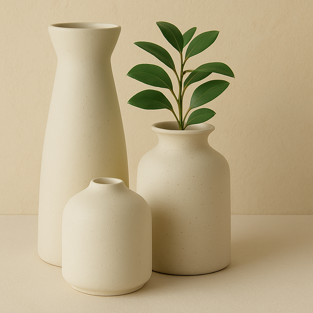 Matte Ceramic Vase Trio