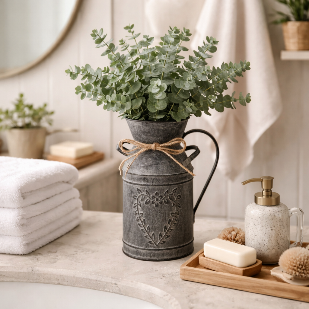 Vintage Metal Flower Pitcher Vase