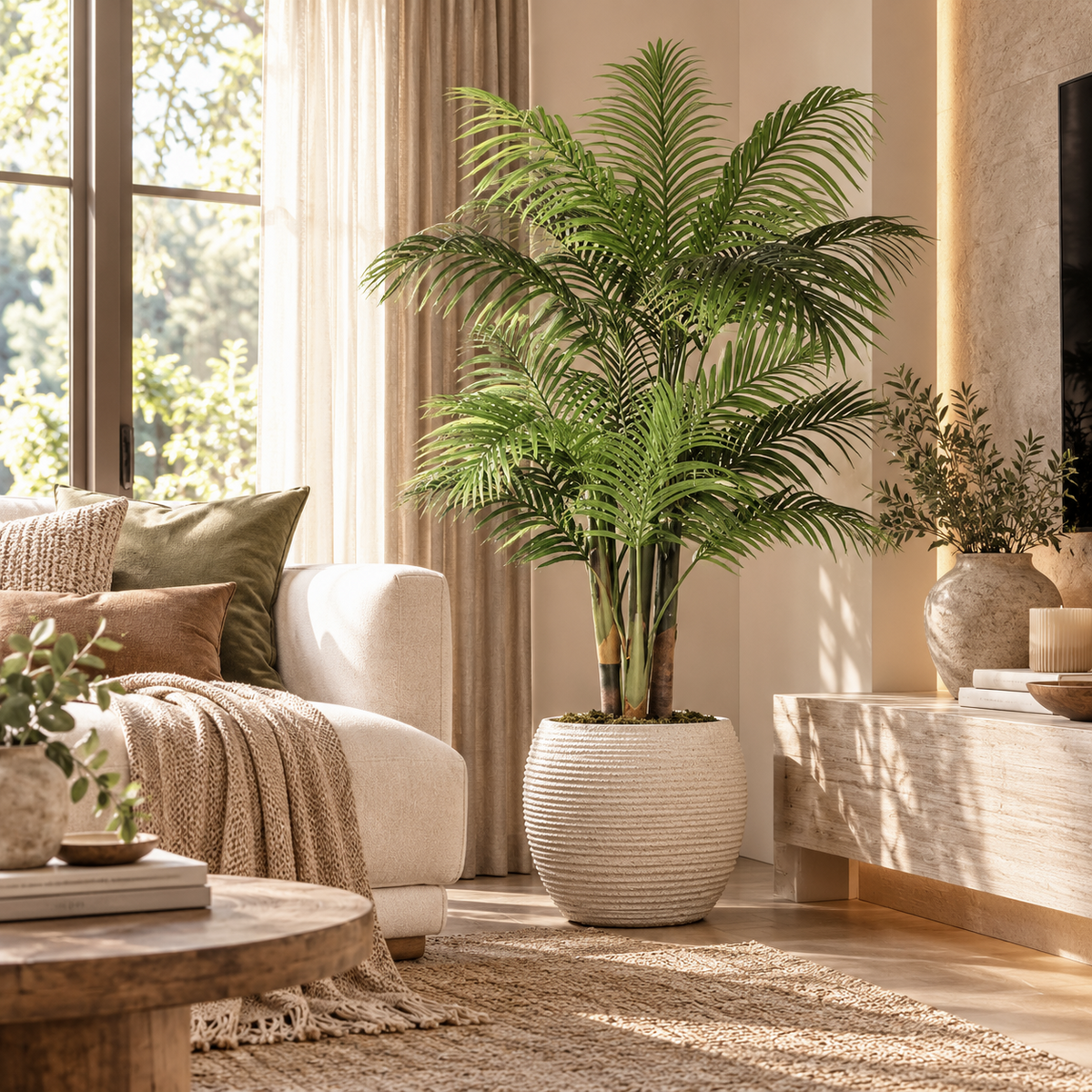 Tall Artificial Golden Cane Palm Tree