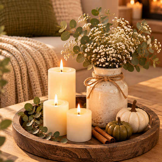 Rustic Round Wooden Decorative Tray