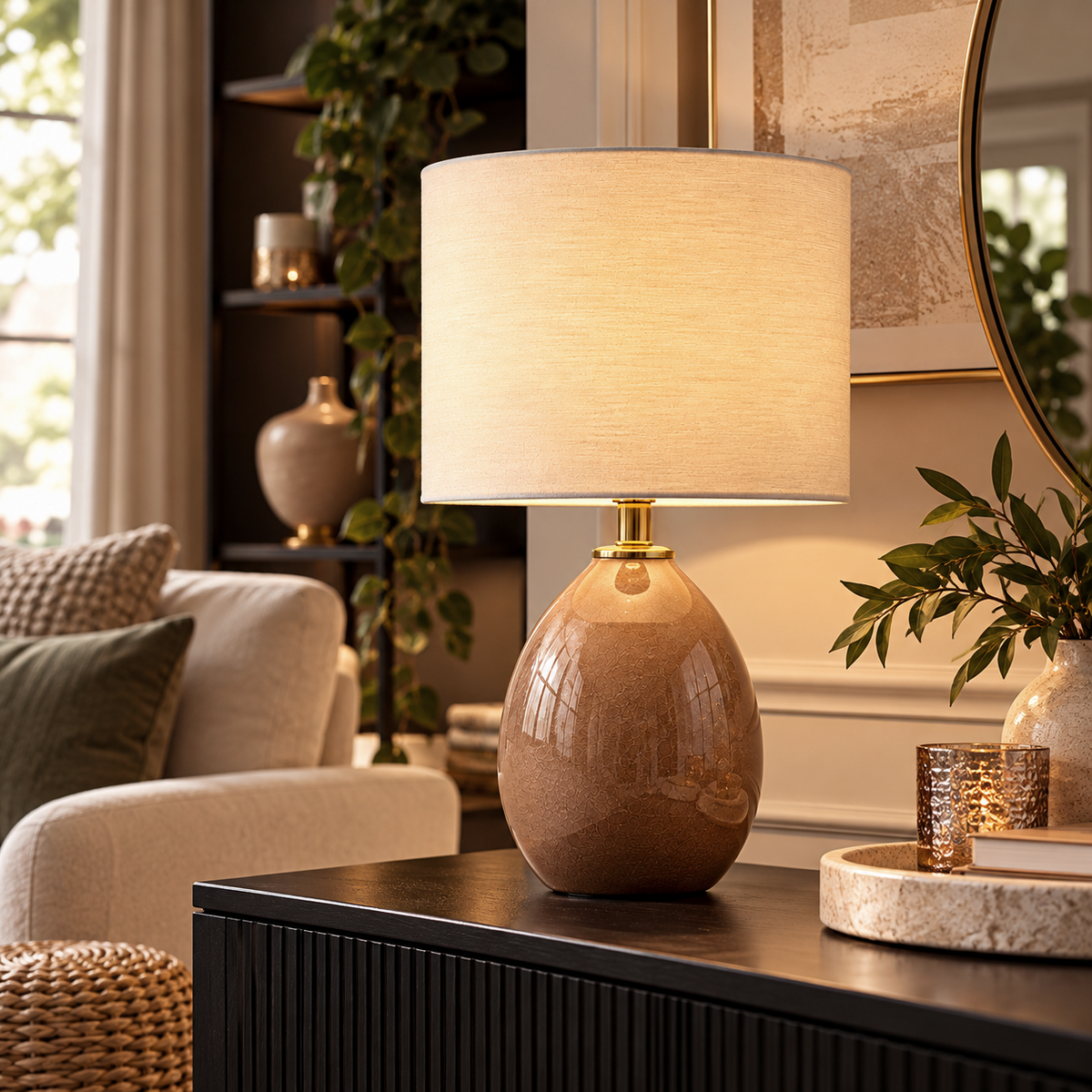Coffee Ceramic Side Table Lamps