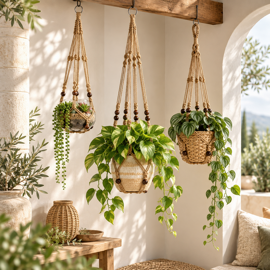 Macramé Natural Jute Hanging Plant Baskets