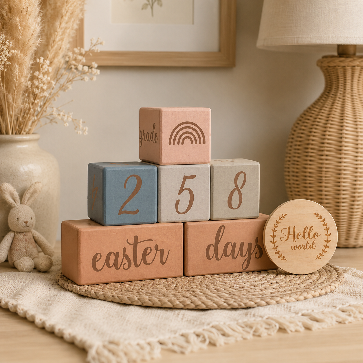Engraved Wooden Baby Milestone Block Set