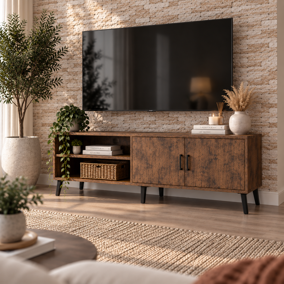 Walnut Brown TV Stand