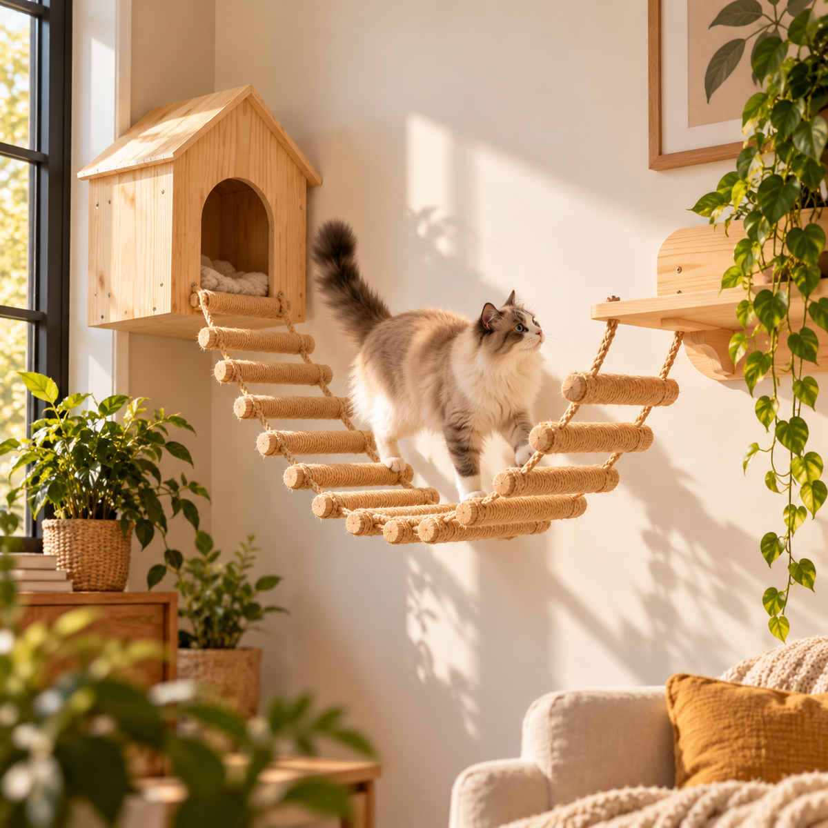 Wall-Mounted Cat Climbing Ladder