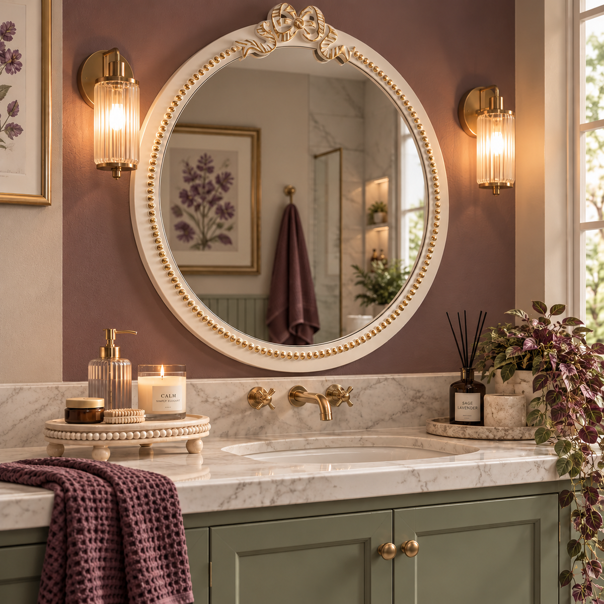 Vintage Round Bow Wall Mirror