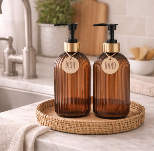 Amber Refillable Dispenser Set ± Tray