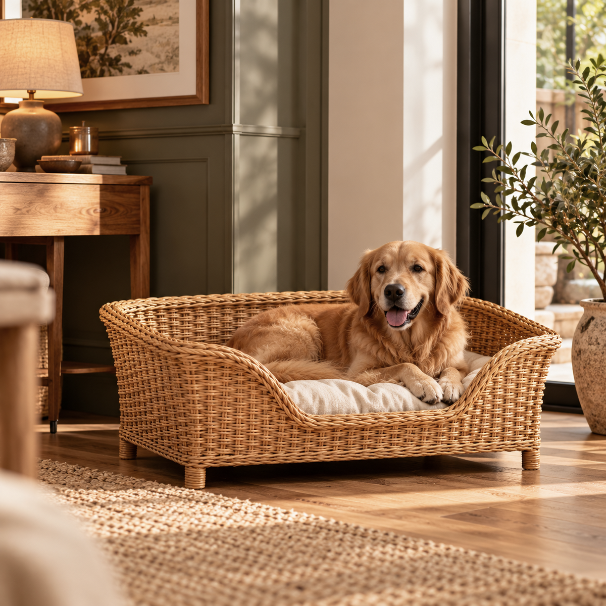 Ratten Dog Bed with Cushion