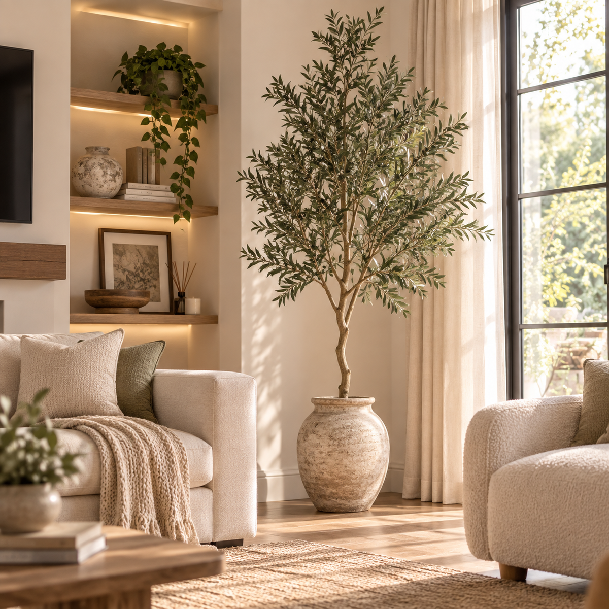 Tall Artificial Olive Tree